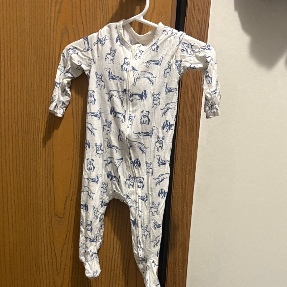 3mo footie with dog puppy print